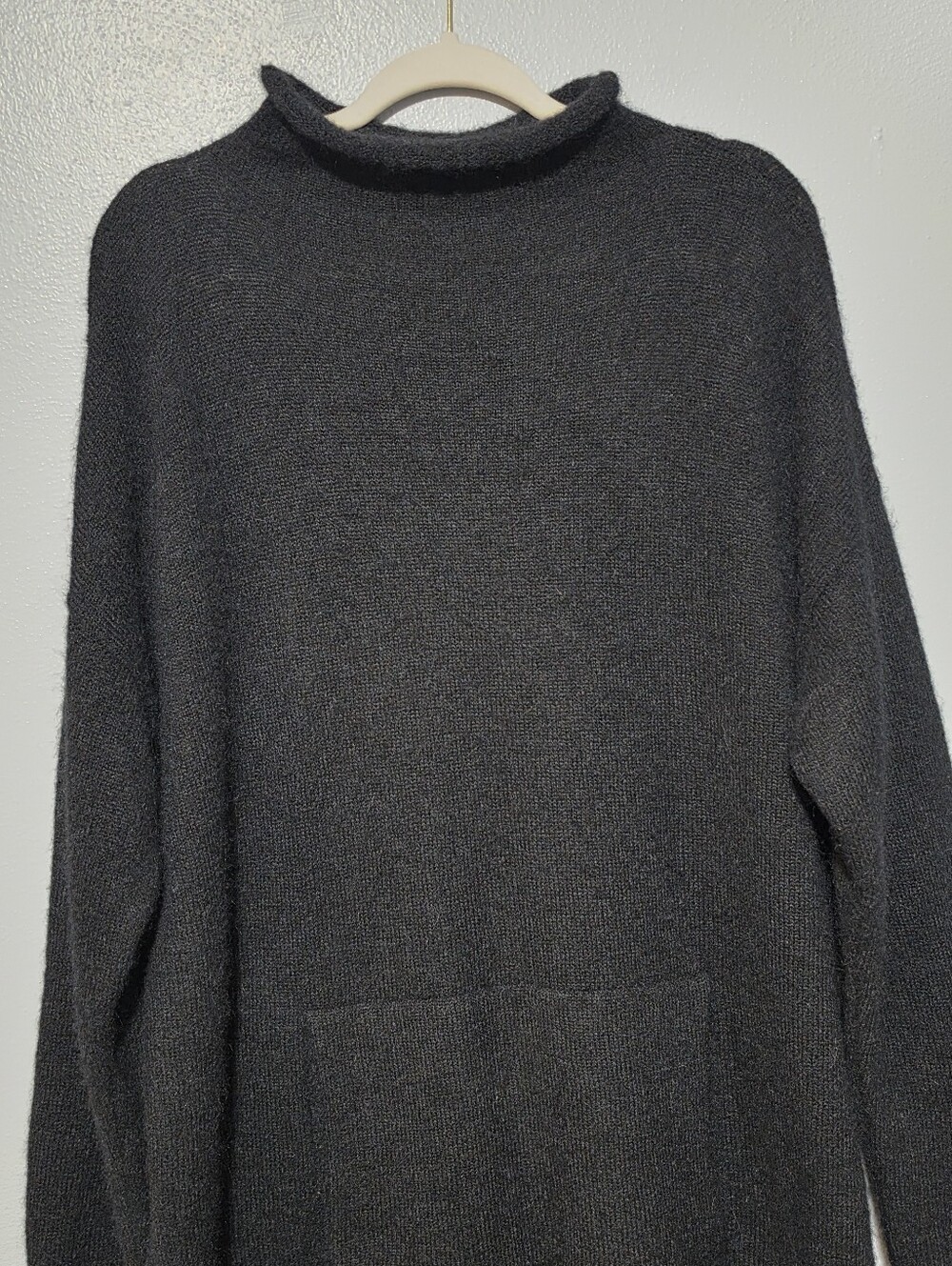 PERUVIAN CONNECTION Alpaca Tunic Sweater Womens XL Black Charcoal Lagenlook Cozy - Picture 3 of 8